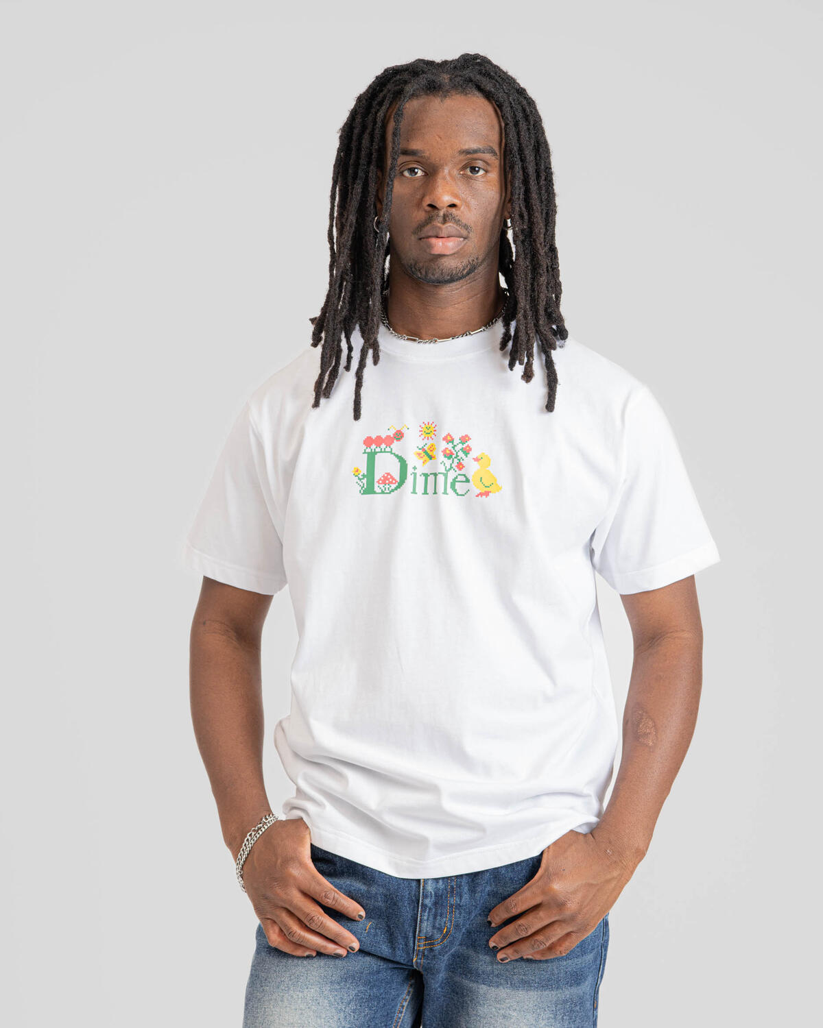 Dime Classic Cross Stitch T-Shirt | DIMESU2560WHT | AFEW STORE